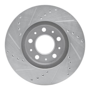 Volvo 960 Brake Rotor (1) - Front Right - R1 Concepts - Drilled & Slotted - Silver - `95-`04